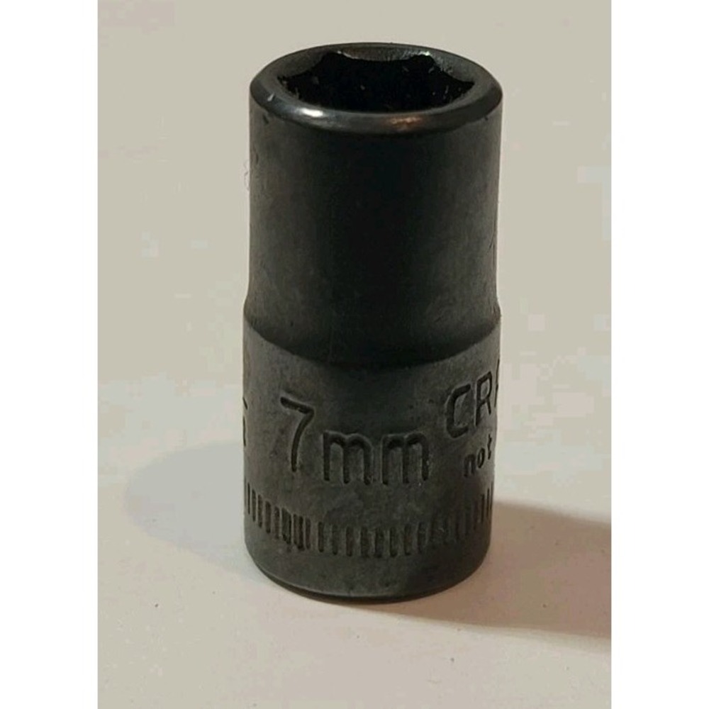 Vintage Black Chrome Craftsman 7mm 6PT 1/4" Drive Shallow Socket S-AD #44528